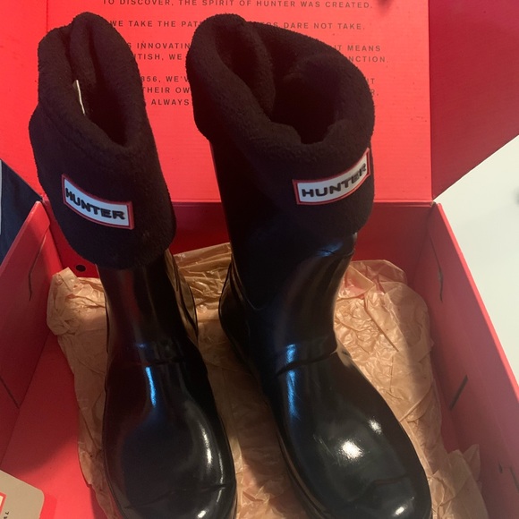 Hunter Black Rain Boots Short Gloss 38 - Picture 2 of 7